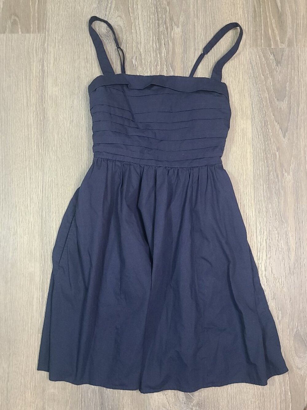 Abercrombie & Fitch Navy Blue Emerson Pleated Bodice Smocked Back Mini Dress XXS